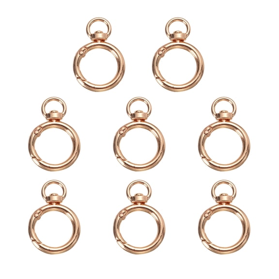 UXcell 8pcs Spring O Ring Clip, Metal Spring Clasp Key Ring, Keychain Snap Buckle Accessories for Leather DIY Crafts, Gold