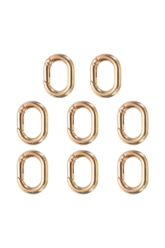 8pcs Spring O Ring Clip, Metal Spring Clasp Key Ring, Rounded Rectangle Keychain Snap Buckle Accessories for DIY Crafts, Gold, Small