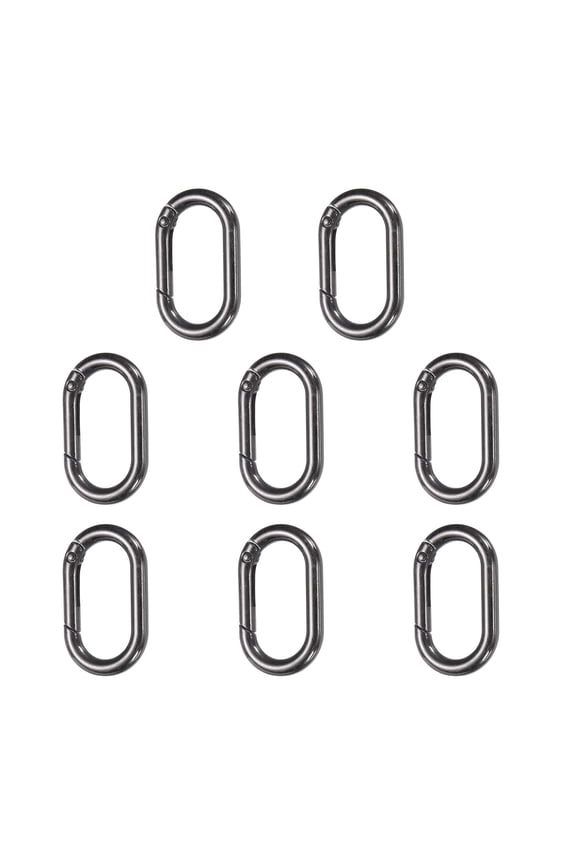 8pcs Spring O Ring Clip, Metal Spring Clasp Key Ring, Rounded Rectangle Keychain Snap Buckle Accessories for DIY Crafts, Gunmetal, Large