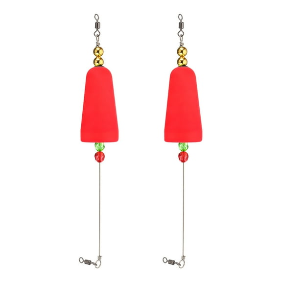 UXcell Fishing Bobbers Floats 9.8 Inch, 2 Pack Conical Fishing Bobbers Popping Corks Float Weighted Bobbers Fishing Tackle, Red
