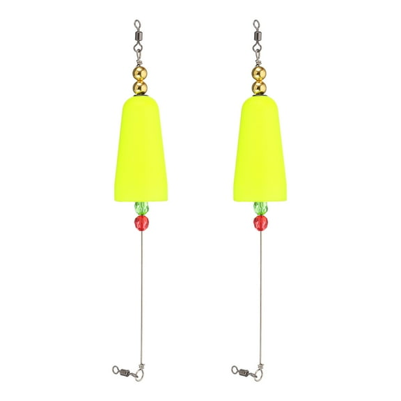 UXcell Fishing Bobbers Floats 9.8 Inch, 2 Pack Conical Fishing Bobbers Popping Corks Float Weighted Bobbers Fishing Tackle, Yellow