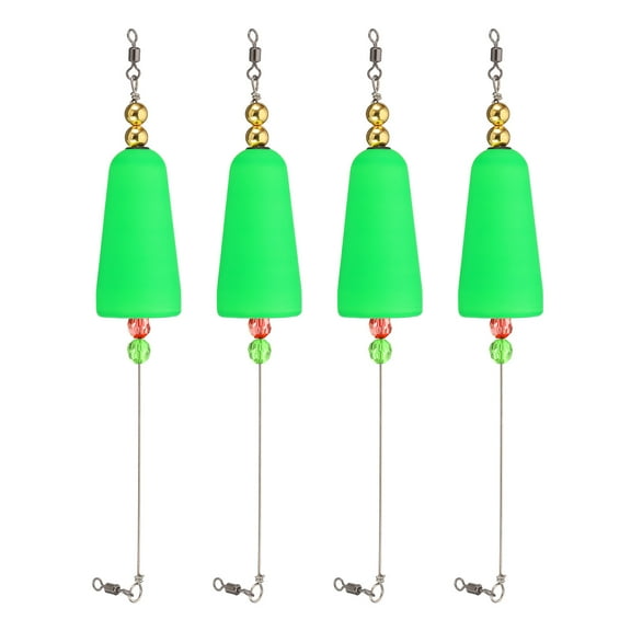 UXcell Fishing Bobbers Floats 9.8 Inch, 4 Pack Conical Fishing Bobbers Popping Corks Float Weighted Bobbers Fishing Tackle, Green