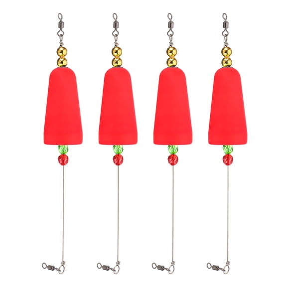 UXcell Fishing Bobbers Floats 9.8 Inch, 4 Pack Conical Fishing Bobbers Popping Corks Float Weighted Bobbers Fishing Tackle, Red
