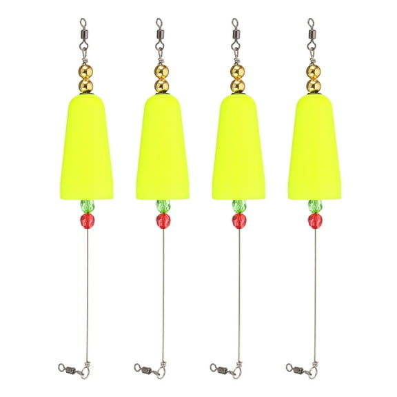 UXcell Fishing Bobbers Floats 9.8 Inch, 4 Pack Conical Fishing Bobbers Popping Corks Float Weighted Bobbers Fishing Tackle, Yellow