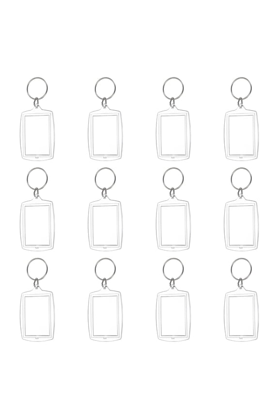 UXxcell 12Pcs Photo Frame Keyring, 5.5 x 4cm / 2.17 x 1.57 Inch Rectangular Curved Acrylic Custom Keychain Blanks Personalized DIY Keychains for Souvenir Anniversary Holiday