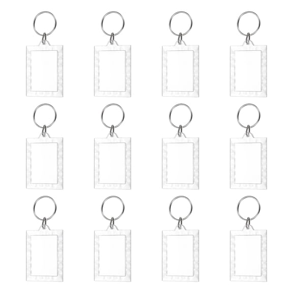 UXxcell 12Pcs Photo Frame Keyring, 5.6 x 4cm / 2.2 x 1.57 Inch Rectangular Lace Acrylic Custom Keychain Blanks Personalized DIY Keychains for Souvenir Anniversary Holiday