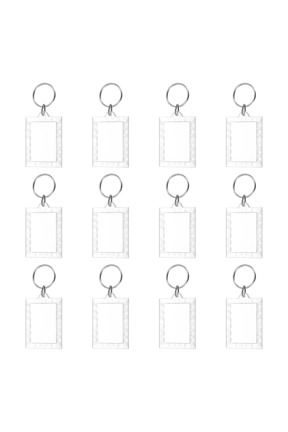 UXxcell 12Pcs Photo Frame Keyring, 5.6 x 4cm / 2.2 x 1.57 Inch Rectangular Lace Acrylic Custom Keychain Blanks Personalized DIY Keychains for Souvenir Anniversary Holiday