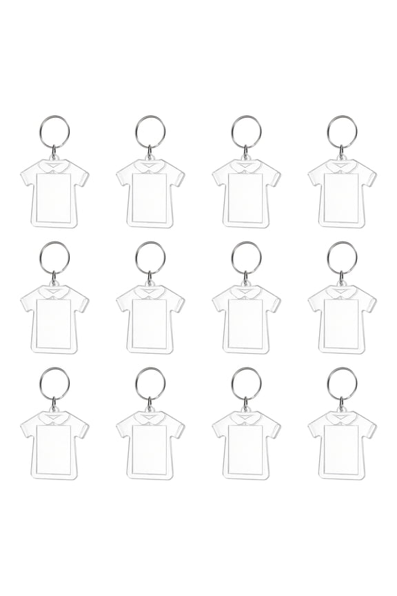 UXxcell 12Pcs Photo Frame Keyring, 5.6 x 5.5cm / 2.2 x 2.17 Inch Dress Shape Acrylic Custom Keychain Blanks Personalized DIY Keychains for Souvenir Anniversary Holiday