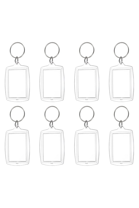 UXxcell 8Pcs Photo Frame Keyring, 5.5 x 4cm / 2.17 x 1.57 Inch Rectangular Curved Acrylic Custom Keychain Blanks Personalized DIY Keychains for Souvenir Anniversary Holiday