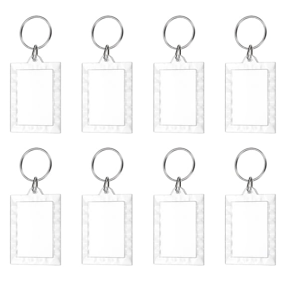 UXxcell 8Pcs Photo Frame Keyring, 5.6 x 4cm / 2.2 x 1.57 Inch Rectangular Lace Acrylic Custom Keychain Blanks Personalized DIY Keychains for Souvenir Anniversary Holiday