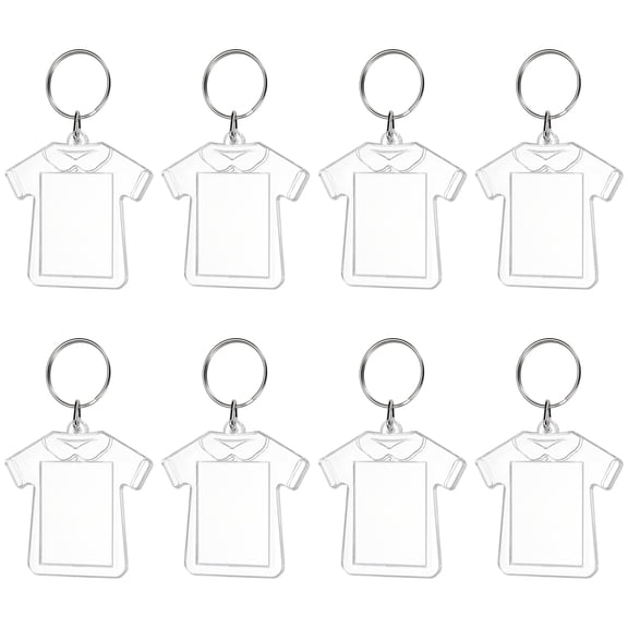 UXxcell 8Pcs Photo Frame Keyring, 5.6 x 5.5cm / 2.2 x 2.17 Inch Dress Shape Acrylic Custom Keychain Blanks Personalized DIY Keychains for Souvenir Anniversary Holiday