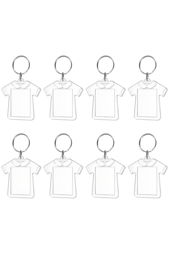 UXxcell 8Pcs Photo Frame Keyring, 5.6 x 5.5cm / 2.2 x 2.17 Inch Dress Shape Acrylic Custom Keychain Blanks Personalized DIY Keychains for Souvenir Anniversary Holiday