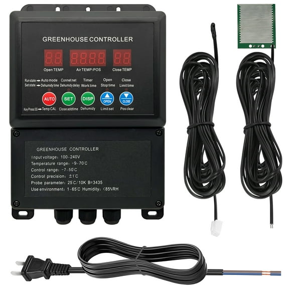 UYGALAXY Greenhouse Roll Up Motor Intelligent Thermostat Controller for Venting with AC110V to DC24V Automatic Temperature Controller (Forward Reverse Control 2 Motors)