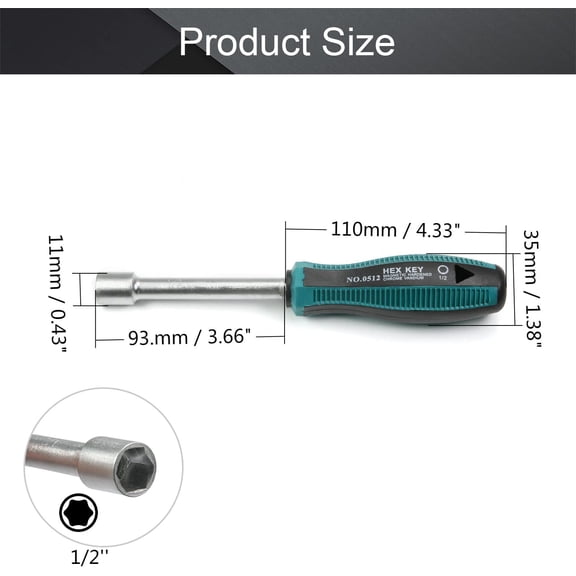 UYGDUY-1/2-Inch Hex Nut Drivers Non-Magnetic Six Point Tip 2Pcs