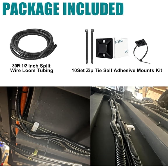 UYGDUY-1/2 Inch Wire Loom Split Tubing - 30 ft Cord Protector Electric Wires Covers, Automotive Wire Flexible Conduit, Plastic Wire Cover with Cable Zip Tie (1/2"-30ft)