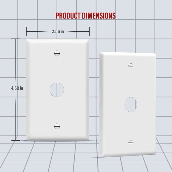 UYGDUY-1 Gang 0.406 Inch Hole Telephone/Cable Wall Cover, Fade Resistant Unbreakable Polycarbonate with Smooth Surface, 8661-W-10PCS,White, 10 Pack, 0.406", 10 Each Set