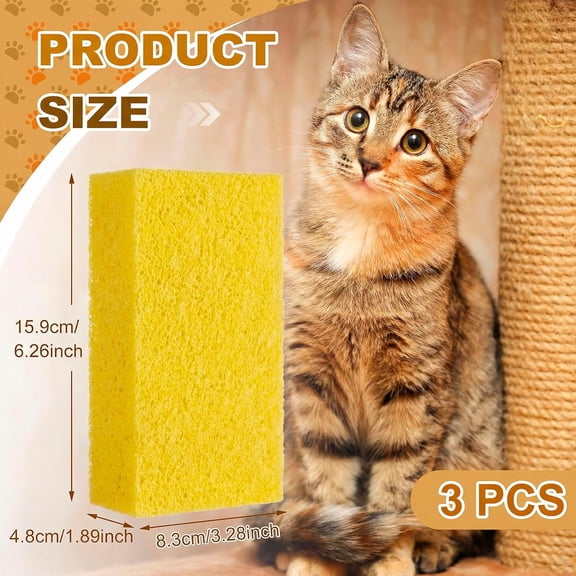 UYGDUY-1 Pack Pet Hair Remover Sponge Cat and Dog Hair Sponge Rubber Pet Fur Lifter Removal Tool, Remove from Furniture, Carpet, Bedding, Clothing, 6.26 x 3.28 x 1.89 Inch (Yellow)