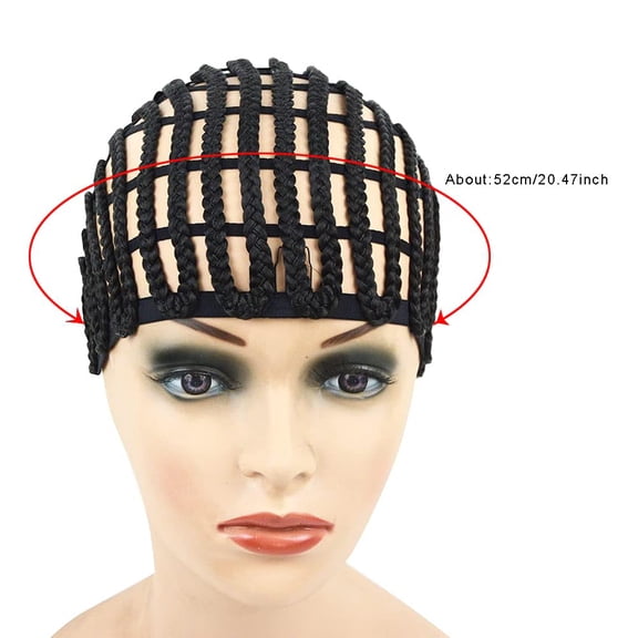 UYGDUY-1 Pc Black Braided Wig Cap Crochet Wig Cap Cornrows Cap with Adjustable Elastic Band and Hair Clips Weaving Wig Caps for Crochet Braids Wig Making