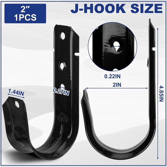UYGDUY-1 Pcs Black Cable Support J Hooks for Hanging Heavy Duty Metal J Hook for Cable and Wire Management Galvanized Steel (2 Inch)