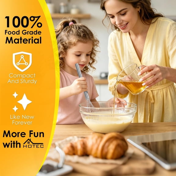 UYGDUY-10 Inch Mini Whisk Anti-Rust 304 Stainless Steel Small Whisks for Cooking, Baking, Mixing Ingredients & Deep Containers