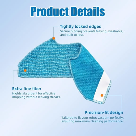 UYGDUY-10-Pack Reusable Mop Pads for bObsweep Dustin/Ultravision/Ultravision Pet Self-Emptying Robot Vacuum - Washable Microfiber Cleaning Cloths