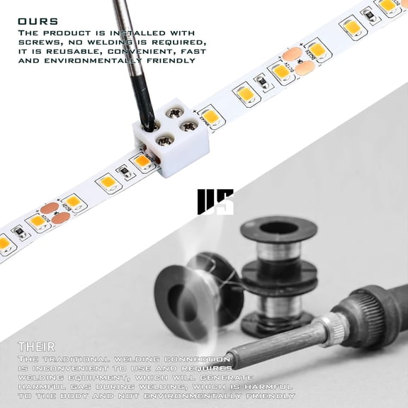 UYGDUY-10 Pack Solderless LED Tape to Tape Connectors Tighten Screw Terminal Blocks 2 Pin 8mm Connector with Screwdriver Connector5v 12v 24v Monochrome LED Low Voltage Strip Decorative Finishing (2P8