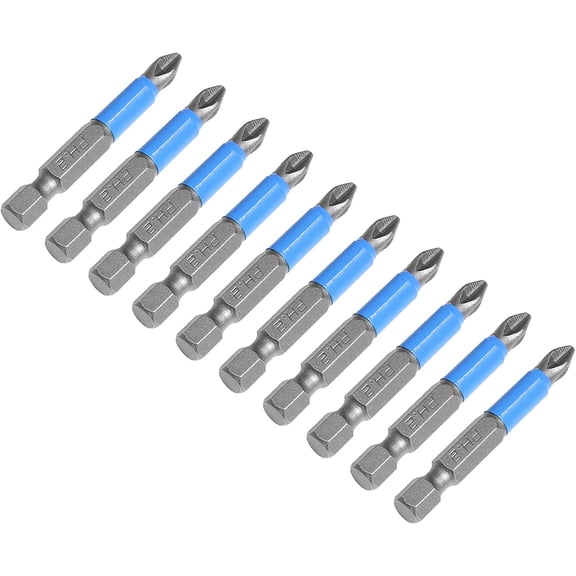 UYGDUY-10 Pcs Magnetic Phillips Screwdriver Bit Set 2 inch Long, PH2 Phillips Bits Set, Non-Slip Cross Head Electric Screwdriver Bits Set 1/4" Hex Shank (PH2, 50mm)