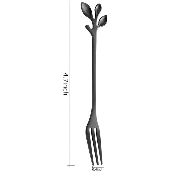 UYGDUY-10-Piece Black Mini Leaf Dessert Forks Set - 4.7" Elegant Stainless Steel Fruit, Appetizer, Cake & Salad Forks - Perfect for Cocktail Parties & Home Use