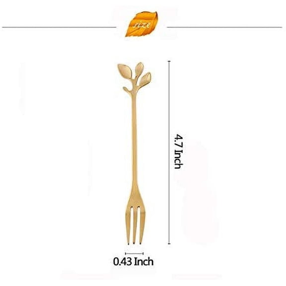 UYGDUY-10-Piece Gold Mini Leaf Dessert Forks Set - 4.7" Elegant Stainless Steel Fruit, Appetizer, Cake & Salad Forks - Perfect for Cocktail Parties & Home Use