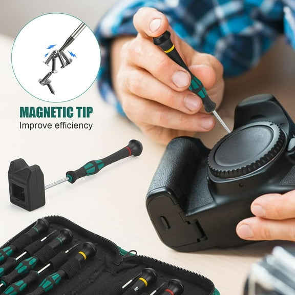 UYGDUY-10-Piece Precision Screwdriver Set, Magnetic Small Screwdrivers with Phillips, Slotted, Torx Star for Eyeglass, Watch, Computer, Laptop, Phone,Green