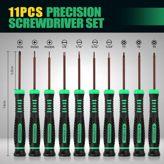 UYGDUY-10-Piece Precision Screwdriver Set, Magnetic Small Screwdrivers with Phillips, Slotted, Torx Star, Mini Screwdriver Repair Tool Kit for Eyeglass, Watch, Computer, Laptop, Phone