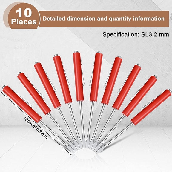 UYGDUY-10 Pieces Pocket Screwdriver Mini Tops and Pocket Clips Magnetic Slotted Small Screw Driver with a Single Blade Head for Mechanical, Electrician(Red)