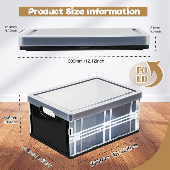 UYGDUY-10 Quart Plastic Storage Bins With Lids, Clear Foldable and Stackable Containers Organize,Classroom Organization Tools (Black)