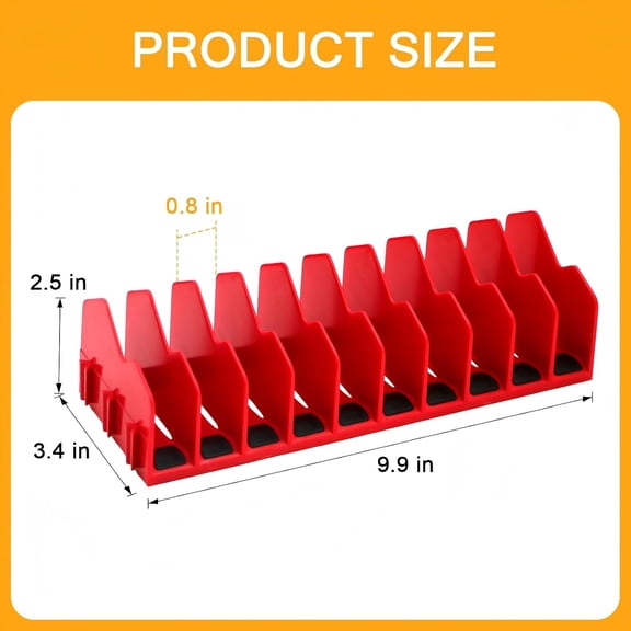 UYGDUY-10-Slot Heavy Duty Plastic Tool Pliers Organizer Rack, 2-Pack 20 Slots with Non-Slip Base, Expandable Design for Wrenches, Screwdrivers & Pliers, Fits Drawers & Toolboxes (2, Red)
