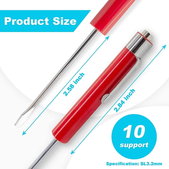 UYGDUY-(10) TEN for Snap on Pocket Screwdriver, Flat Tip Screwdrivers, RED ~ Magnetic .NEW. R86855