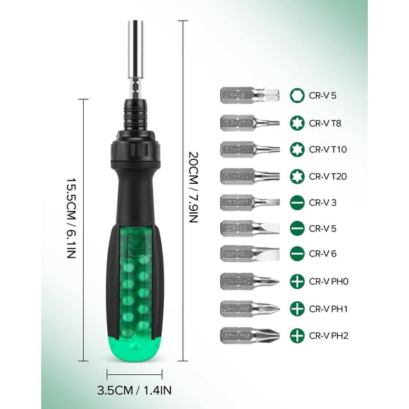 UYGDUY-10-in-1 Ratchet Screwdriver Set - Precision Multi-bit Slotted/Pozi/Torx Screw Drivers