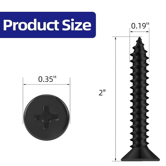 UYGDUY-#10 x 2 Flat Head Self Tapping Screws, 304 Stainless Steel 18-8 Wood Screw, Black Finish, Screwdriver Bit Included, 100 PCS