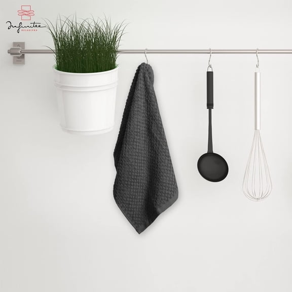 UYGDUY-100% Cotton Kitchen Towels - 15x25 Inch Ultra Soft Tea Towel, Super Absorbent Terry Dish Towels for Kitchen Linens |Grey|