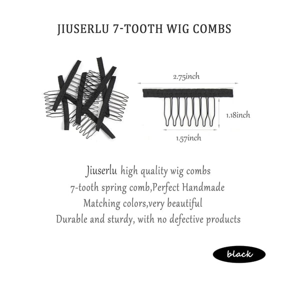 UYGDUY-100 Pieces Wig Combs, 7-teeth Wig Clips to Secure Wig, Wig Accessories Tools For Making Wig Caps, Black (100 Pcs)
