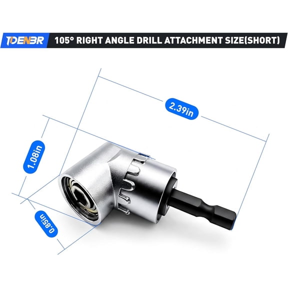 UYGDUY-105 degree Right Angle Electric Drill Adapter, Suitable for Narrow Spaces, Quick Replacement of Impact Drive and Magnetic Screwdriver Socket with Drill Bit Corner Tool Screw Hub (Short)