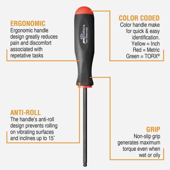 UYGDUY-10686 1.5-5mm Balldriver Screwdrivers, 6 Piece Set