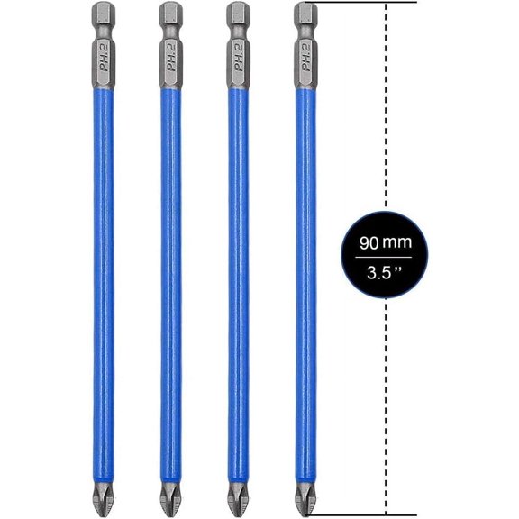 UYGDUY-10Pcs Magnetic PH2 Phillips Bits Set 3.5 inch Long Anti Slip #2 Bit (PH2 x 90MM)