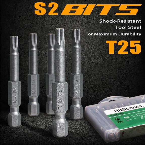UYGDUY-10Pcs T25 Torx Bits Magnetic Set, 2 Inch S2 Steel Star Screwdriver Bits with 1/4" Hex Shank in Storage Box For Impact Driver Ready & Home Repair