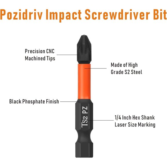 UYGDUY-10pcs Impact Screwdriver Bits Set, 2 Inch Length with 1/4 Inch Hex Shank, S2 Steel Magnetic Screwdriver Bits Mixed