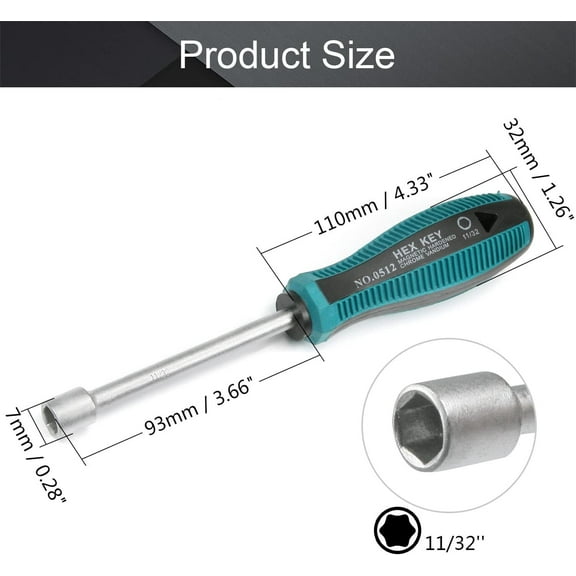 UYGDUY-11/32-Inch Hex Nut Drivers Non-Magnetic Six Point Tip 2Pcs