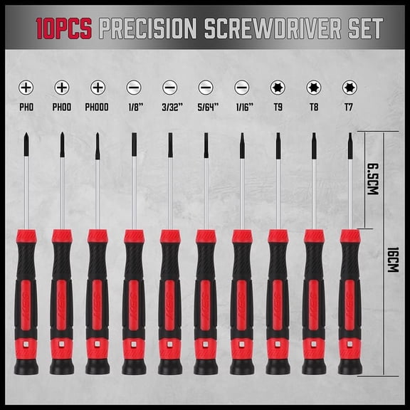 UYGDUY-11-Piece Precision Screwdriver Set - Magnetic Mini Screwdrivers for Eyeglasses, Watches, Computers, Laptops, Phones - Phillips, Slotted, Torx, Non-Slip Handle, Portable Storage Bag Included