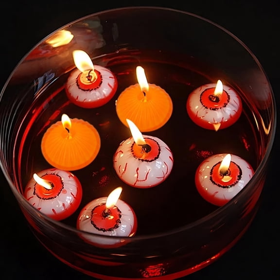 UYGDUY-12 Pack 3 Inch Orange Floating Candles, 10 Hour Unscented Tealight Candles for Cylinder Vases, Centerpieces at Fall Halloween Harvest - Wavy Float Candle