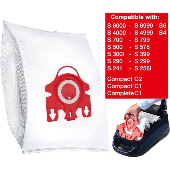 UYGDUY-12 Packs 3D Airclean Bags Compatible for Miele 3D FJM Vacuum Cleaner Bags FJM Dustbags, for Complete C1, Compact C1, Compact C2, S6, S4, S700 S500 S300 S200 Series with 4 Set Filters