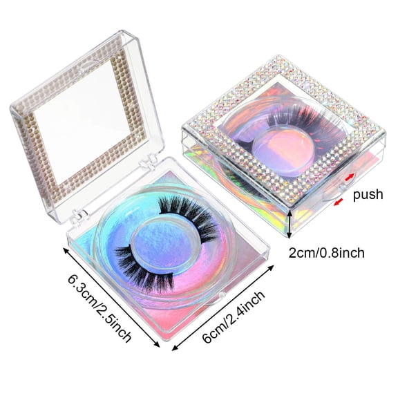 UYGDUY-12 Pcs Lash Boxes Packaging Empty Bulk Square Glitter 3D False Eyelash Cluster Box Storage Case Rhinestone Lash Organizer Container with Glitter Paper Clear Tray for Women Cosmetic(Holographic