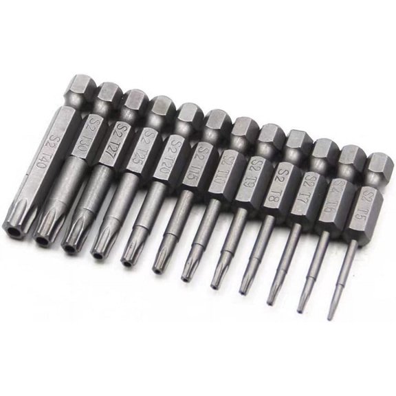 UYGDUY-12-Piece Security Bits, 2 Inch long S2 Steel Magnetic Security Screwdriver Set, 6 Point Star Driver Bit Set Screwdriver for Shark Vacuum T5-T40 (50mm)